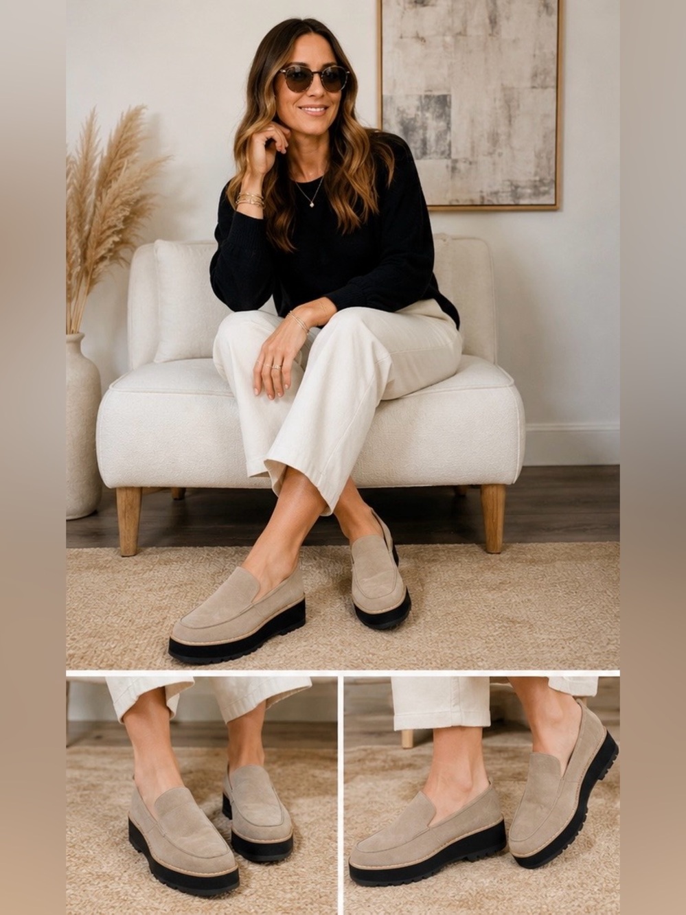 Eileen Fisher Ellis Leather Suede Loafer Wedge Platform Slip-On